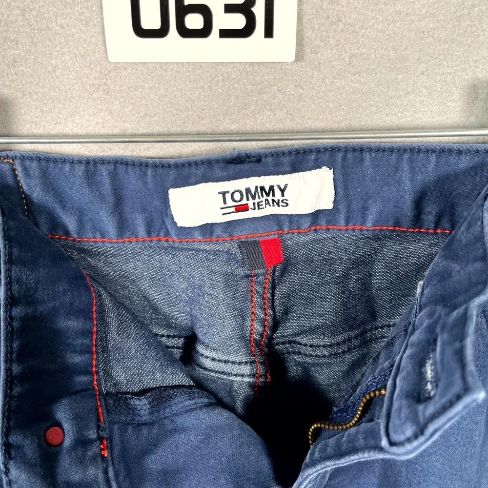 Tommy Hilfiger Jeans Men 38 Navy Blue Denim Embroidered Logo Straight Leg Casual